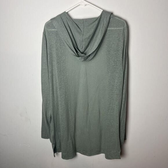 Sigrid Olsen Cardigan Womens Large Green Linen Blend Lightweight Hooded - Picture 4 of 6
